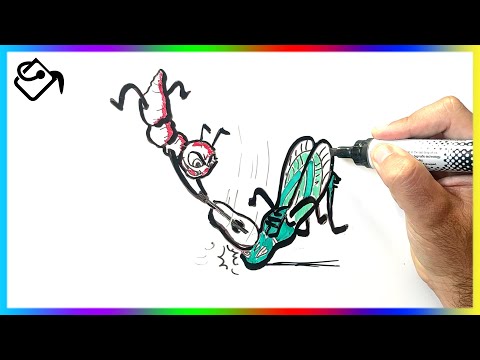 Comment dessiner la CIGALE et la FOURMI dessin FACILE