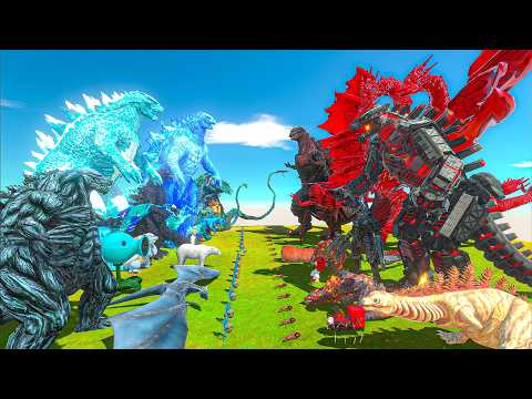 Team Ice Godzilla + Blue Thermo Godzilla VS King Ghidorah + Mechagodzilla + Shin Godzilla Team Red