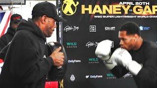 Devin Haney shows off for the media ahead of Ryan Garcia clash