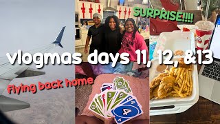 vlogmas days 11-13 | flying to texas, surprising my siblings, & a hair crisis