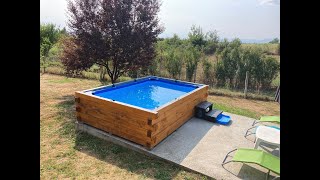 HOW TO MAKE ABOVE GROUND SWIMMING POOL - DIY WITH WOOD BEAMS