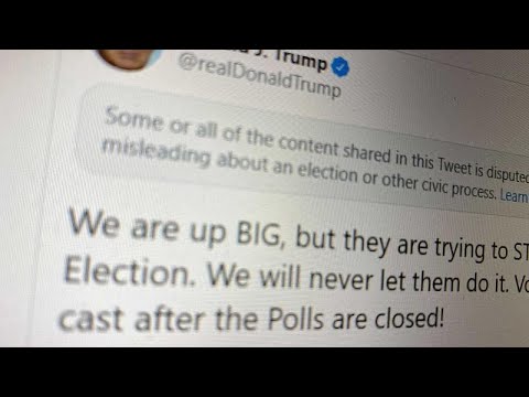 Twitter adds warning to Donald Trump's 'stolen votes' claim