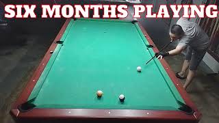 ONE VS SIX MONTHS PLAYING BILLIARDS.#billiards #cuesport #pool#trickshot #snooker