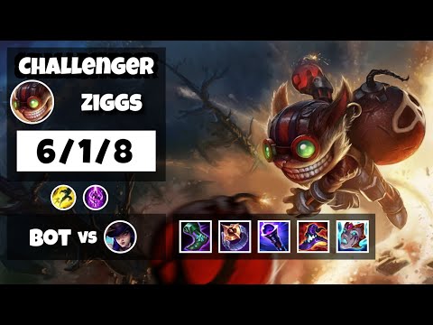Ziggs 11.6 Gameplay Challenger Replay Bot Lane - S11 (6/1/8) - NA