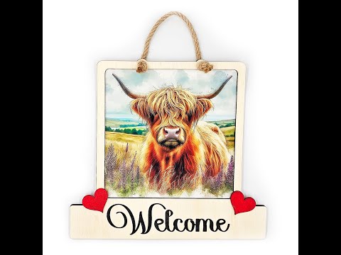 Highland Cow Welcome Plaque