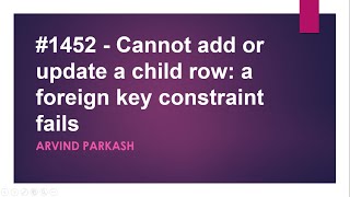 #1452 -Cannot add or update a child row a foreign key constraint fails