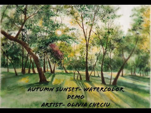 Autumn Evening- Watercolor demonstration. Seara de toamna- demonstratie acuarela