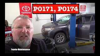 Toyota Highlander Codes  P0171 P0174