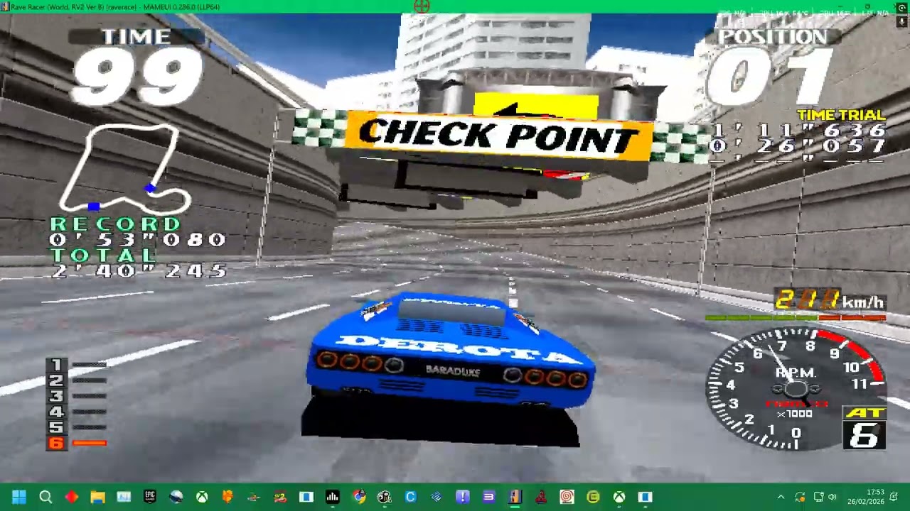 MAME 286 = RAVE RACER - BLUE DEROTA - ALL TRACKS 4K UK ARCADES 2026 -