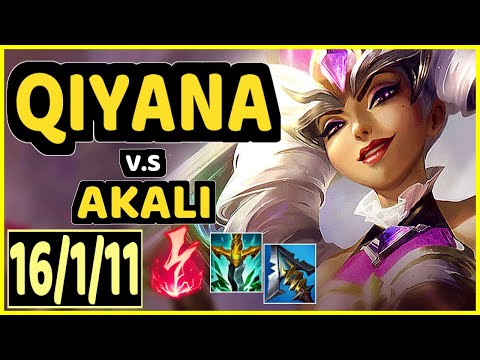 QIYANA vs AKALI - 16/1/11 KDA MID GAMEPLAY - EUW Ranked GRANDMASTER