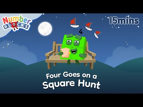 🌙📚 Four Goes on a Square Hunt: Kids Bedtime Story Adventure 🟩✨| 123 Learn to count | Numberblocks - Kingdom Kids Zone, Little Learners - Numberblocks
