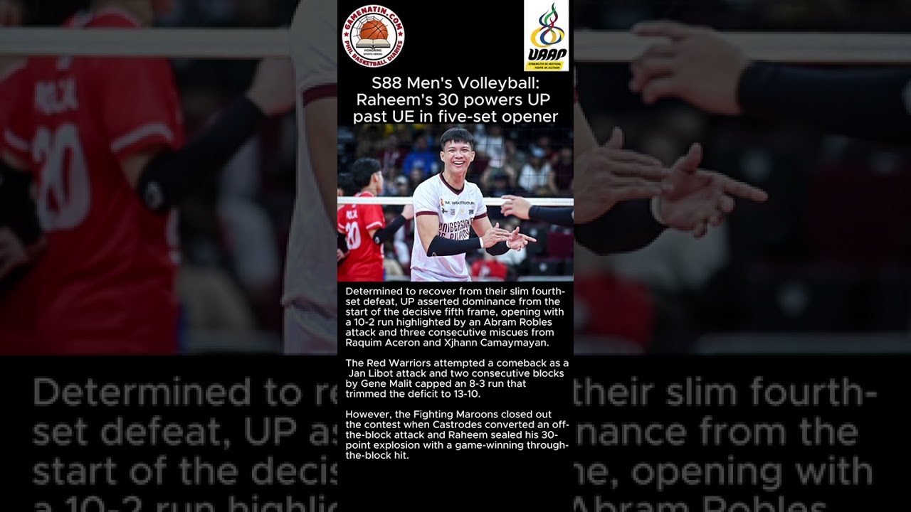 UAAP Men's Volleyball: UP takes opener vs UE behind Olayemi Raheem's 30 points