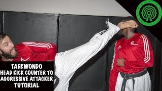 Taekwondo Head Kick Counter to Aggressive Attacker Tutorial