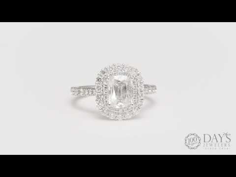 Cushion Diamond Halo Engagement Ring in 14kt White Gold (1.57ct tw)