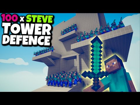 100 x Steve Tower Deference vs Every Faction - TABS Mods Gameplay Totally Accurate Battle Simulator