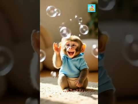 Baby Monkey Chasing Bubbles for the First Time 🫧 | Cutest Reactions Ever | Bubble Jr. Shorts #shorts
