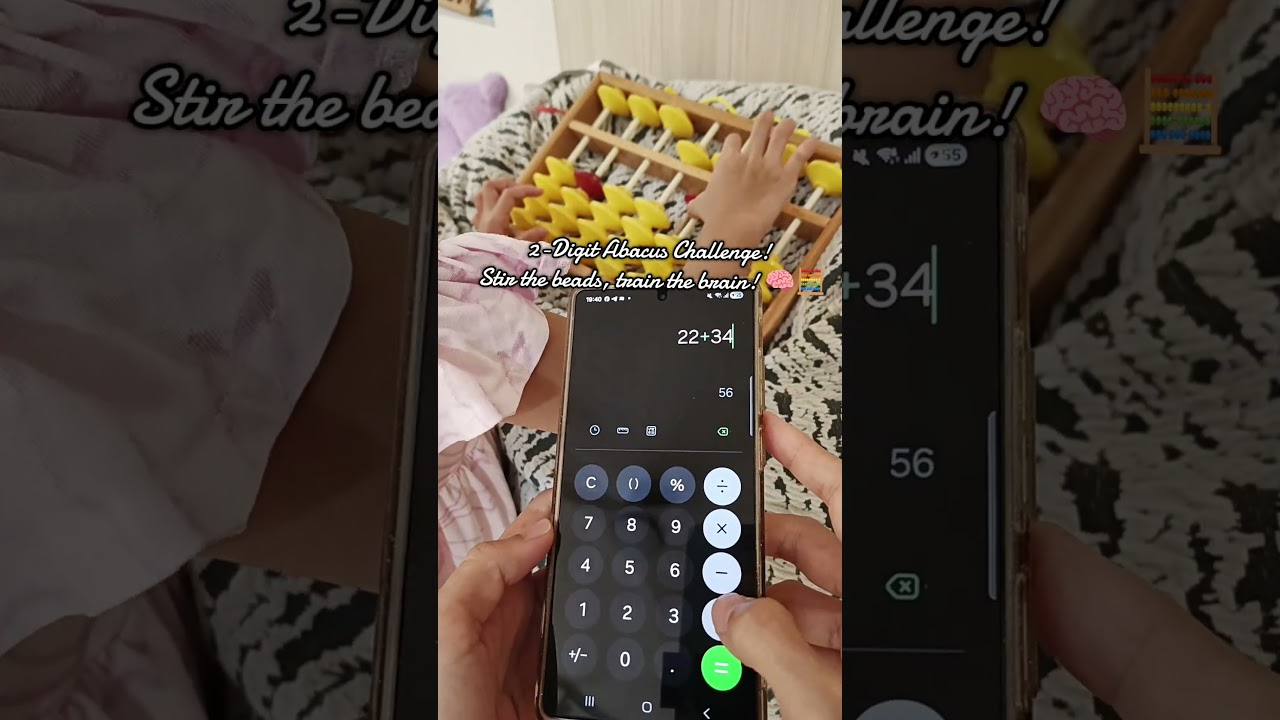 2 digits numbers big abacus vs calculator challenge. #abacus #soroban #maths #numbers