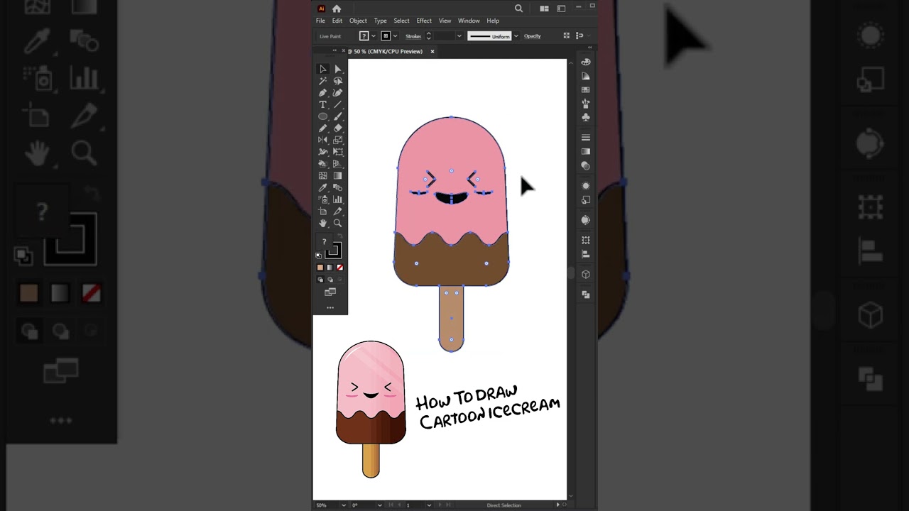 icecream cartoon drawing tutorial In Adobe Illustrator