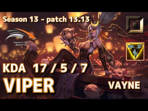 【KRサーバー/C1】HLE Viper ヴェイン(Vayne) VS DRX Paduck カイサ(Kai'sa) BOT - Patch13.13 KR Ranked【LoL】