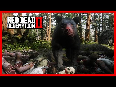 Red Dead Redemption 2 - One Eye BEAR feeds on Human Remains [Animals Details]