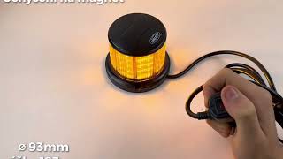 LED maják, 12-24V, 64x0,5W, oranžový, magnet, ECE R65 R10