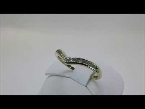 9ct Yellow Gold Diamond Wishbone Wedding Dress Half Eternity Ring (00089)