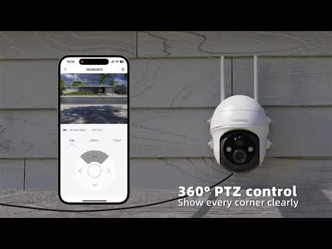 ZUMIMALL NEW 360°PTZ Solar Powered Security Camera|2K/3MP Color Night Vision and Smart AI Analysis
