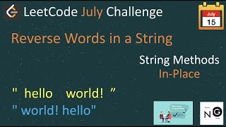 YouTube video 'reverse words in a string | reverse words in a string leetcode | leetcode 151 | in-place java'