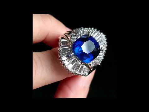 Gem Gardener: 7.13ct Unheated Royal Blue Sapphire Ring Ballerina 18k