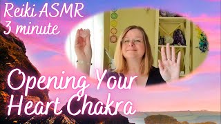 Reiki to open your heart chakra. 3 Minute Reiki ASMR. Rose quartz crystal healing