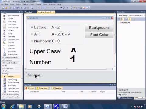 VB2010 Express Tutorial 20 ColorDialog   Changing Background  u0026 Font Color  SpeakABCs 4  11