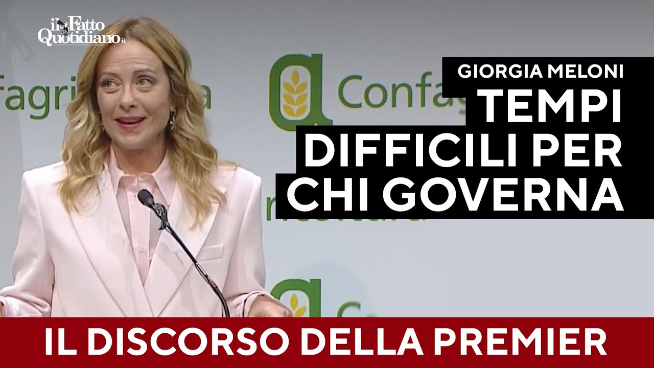 Il discorso di Meloni a Confagricoltura: "Momento difficile per chi governa"