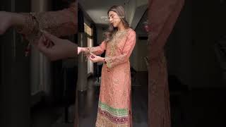 Salmon Embroidered Silk Lehenga - Video 1