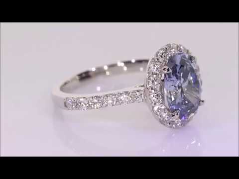 3.00 ctw Blue Certified Lab Grown Diamond Engagement Ring - Oval Cut | BigDiamondsUSA