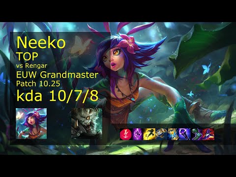 Neeko Top vs Rengar - EUW Grandmaster 10/7/8 Patch 10.25 Gameplay