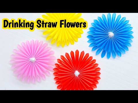 Drinking Straw Flowers | Drinking Straw Craft | DIY Flower Making With Plastic Straw
