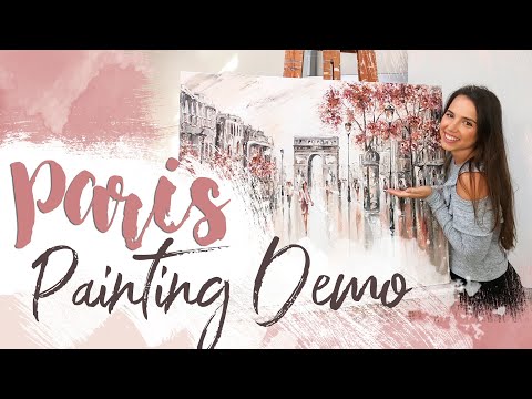 Paris Painting Acrylic - HOW TO PAINT PARIS  //Artist demonstration//