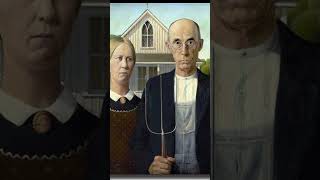 American Gothic painting Comes to Life: Run Away #americangothic #paintingalive #shorts #shortsfeed