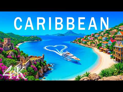 [4K] Caribbean | Turquoise Seas, White Sand Islands & Tropical Paradise UHD