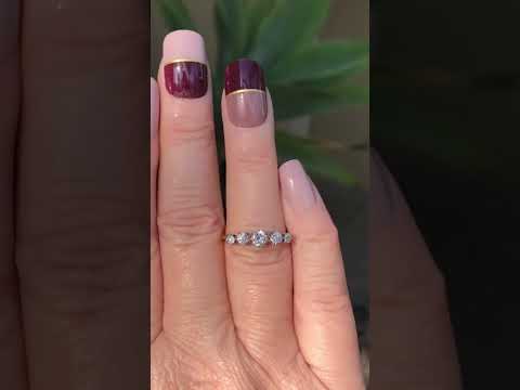 Antique Australian 18ct Gold Five Diamond Half Hoop Ring By William Dunkling