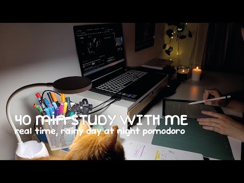 40 Minute Study With Me | Rainy Day, Real Study, 40 min Pomodoro