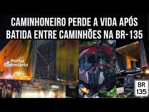 Caminhoneiro perde a vida após colisão frontal entre dois caminhões na BR 135, em Corinto MG