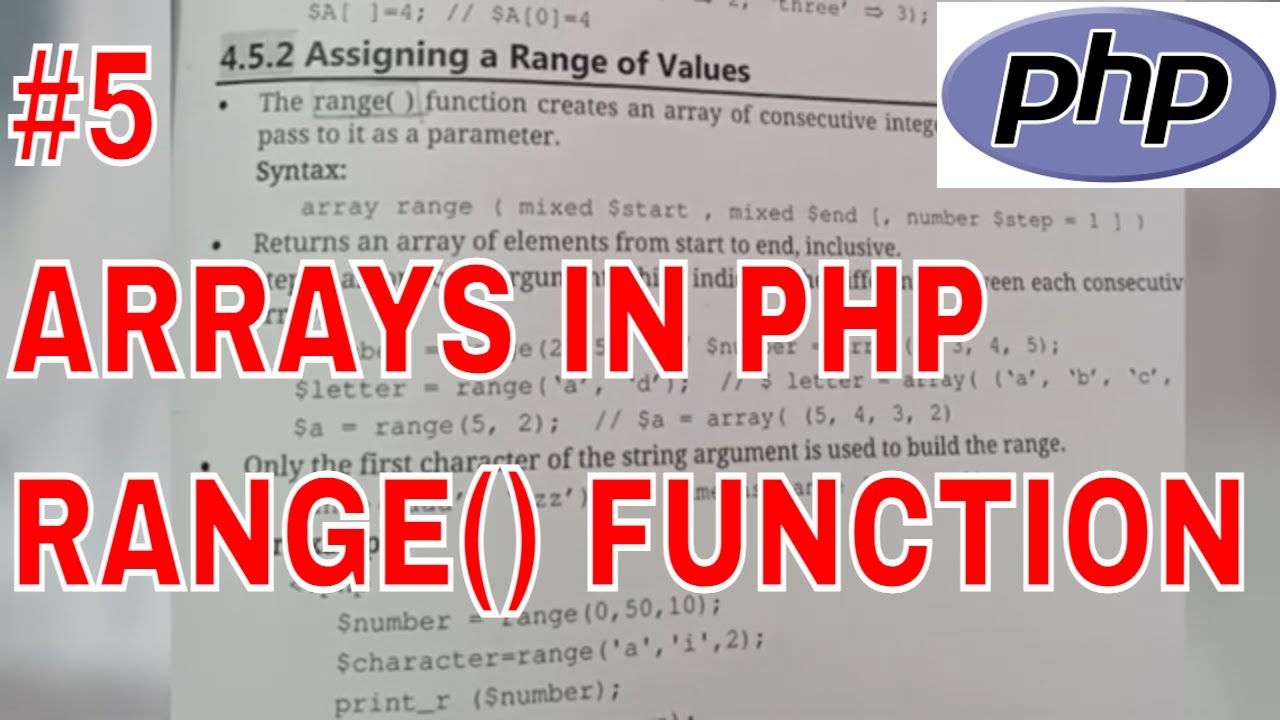 Range() function || ARRAYS IN PHP || PHP