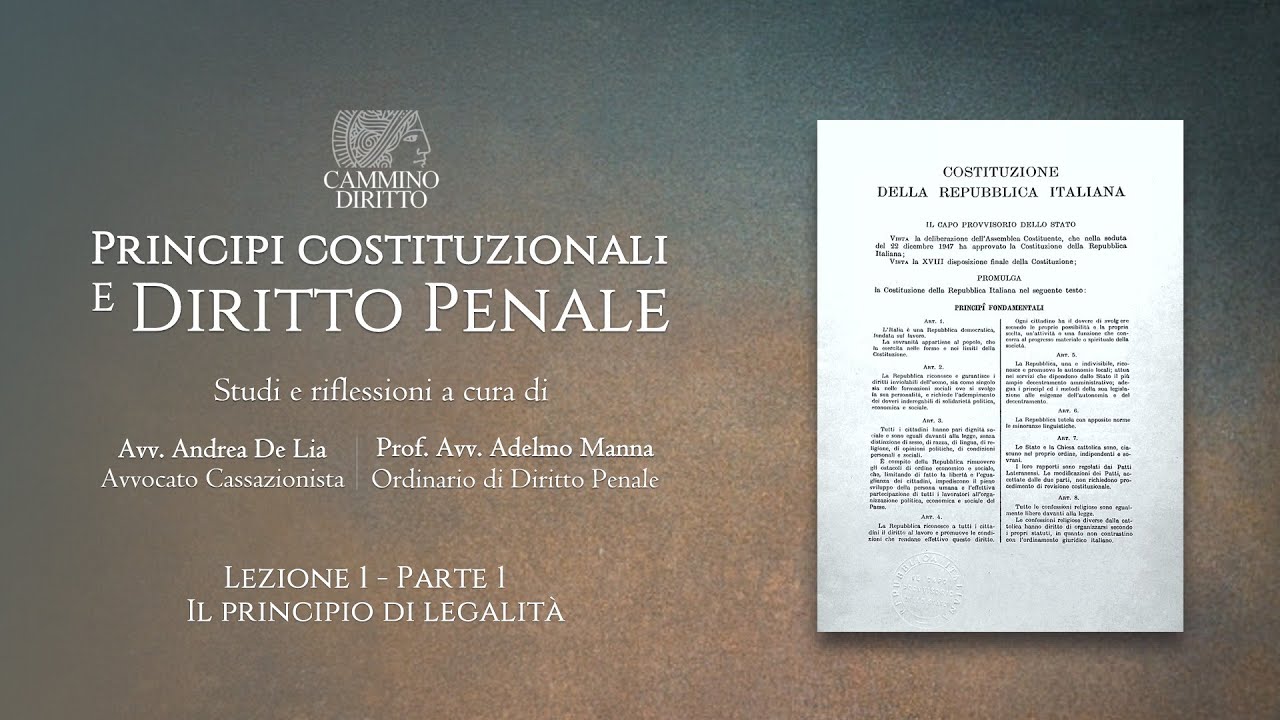 Principi di diritto penale - Lezione 1, Parte 1