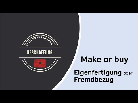 Beschaffung Folge 1 - Eigenfertigung oder Fremdbezug (Make or buy)