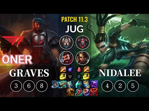 T1 Oner Graves vs Nidalee Jungle - KR Patch 11.3