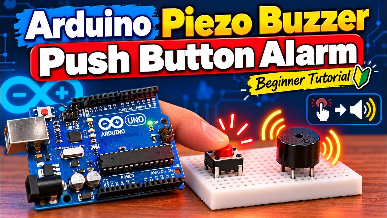 Arduino Piezo Buzzer Tutorial | Make a Push Button Alarm (Tinkercad + Block Coding)