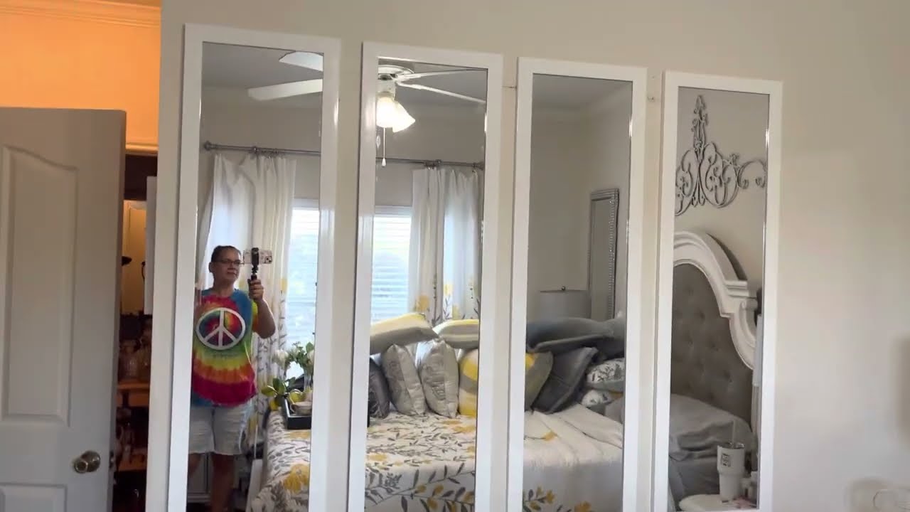 Look at this mess!!!  How to use door mirrors to open up a space!!!