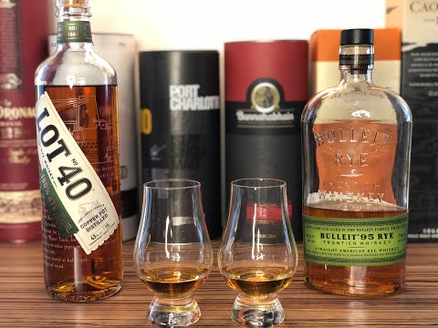 Lot 40 VS Bulleit rye!   Whiskey review and comparison!