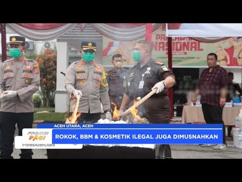 BARBUK NARKOBA, ROKOK DAN KOSMETIK ILEGAL DI ACEH UTARA DIMUSNAHKAN